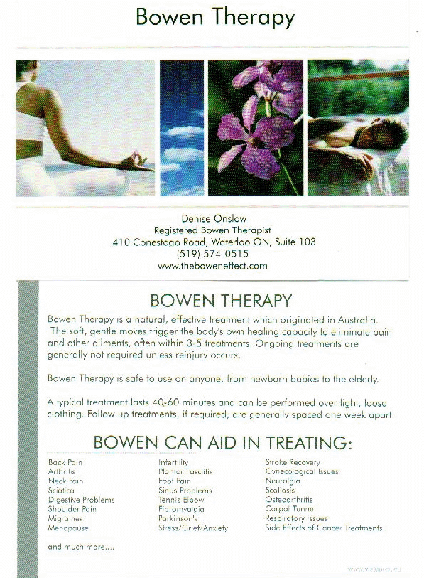 Bowen Effects postcard at Drs Ofc June 2009