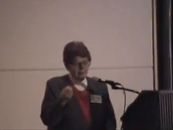 Hulda Clark at the podium, Total Health 2000, Toronto